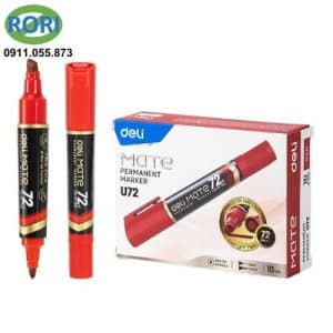 Bút dạ dầu 2 đầu-Đỏ DL-EU72-RD Deli Tools. Bút đánh dấu không xóa được. sản phẩm chính hãng của thương hiệu Deli.
