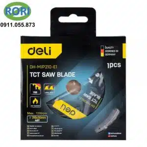 Lưỡi cưa gỗ 210mm EDH-MJP210-E1 Deli Tools, với số răng lên đến 48. Cho khả năng cắt nét ở cả các vật liệu khô lẫn ướt. RORI chuyên phân phối các sản phẩm dụng cụ, thiết bị, vật tư công nghiệp chính hãng tại thị trường miền Trung, đặc biệt là các tỉnh Đà Nẵng, Huế, Quảng Nam.
