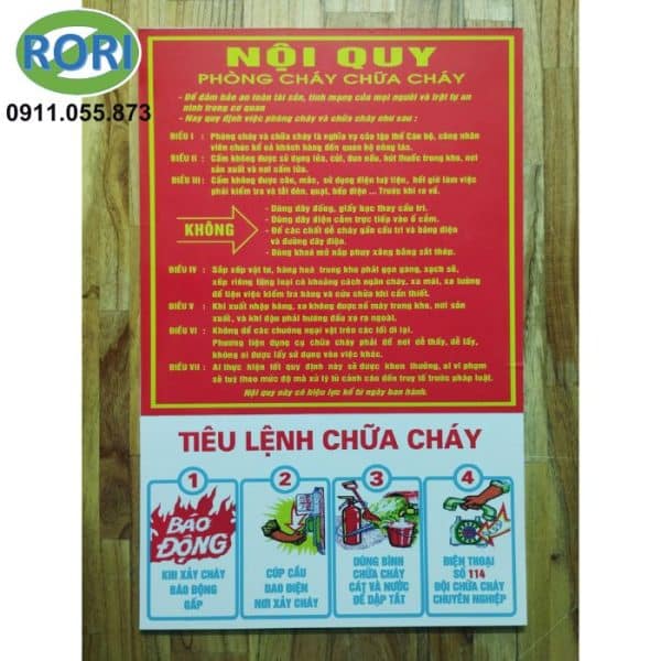 Phòng cháy chữa cháy là luôn là quy định và là ưu tiên hàng đầu trong công tác đảm bảo an toàn cho sinh hoạt, lao động, giải trí, sản xuất,... phải thực hiện bài bản đúng theo các quy tắc đề ra. Nội quy và các Tiêu lệnh phòng cháy chữa cháy là yêu cầu bắt buộc phải có đối các doanh nghiệp, nhà xưởng sản xuất, kinh doanh, kho hàng, chung cư, khách sạn, công ty,... Bản Nội quy pccc kèm tiêu lệnh chữa cháy là sản phẩm tích hợp, rất phổ biến, được nhiều nhà thầu và các cơ sở lựa chọn. Giải pháp RORI là đơn vị uy tín chuyên cung cấp và phân phối chính hãng các sản phẩm, dụng cụ, thiết bị bảo hộ lao động, bảo hộ - vật tư phòng sơn, phòng sạch, thiết bị điện, thiết bị hàn - cắt, máy cầm tay, máy công nghiệp, vật tư kim khí,...tại khu vực miền Trung, đặc biệt là tại các tỉnh Huế, Đà Nẵng, Quảng Nam, Quảng Ngãi.