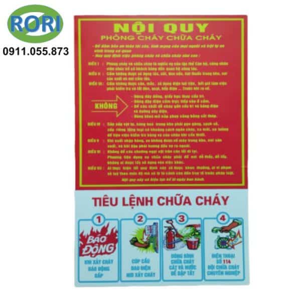 Phòng cháy chữa cháy là luôn là quy định và là ưu tiên hàng đầu trong công tác đảm bảo an toàn cho sinh hoạt, lao động, giải trí, sản xuất,... phải thực hiện bài bản đúng theo các quy tắc đề ra. Nội quy và các Tiêu lệnh phòng cháy chữa cháy là yêu cầu bắt buộc phải có đối các doanh nghiệp, nhà xưởng sản xuất, kinh doanh, kho hàng, chung cư, khách sạn, công ty,... Bản Nội quy pccc kèm tiêu lệnh chữa cháy là sản phẩm tích hợp, rất phổ biến, được nhiều nhà thầu và các cơ sở lựa chọn. Giải pháp RORI là đơn vị uy tín chuyên cung cấp và phân phối chính hãng các sản phẩm, dụng cụ, thiết bị bảo hộ lao động, bảo hộ - vật tư phòng sơn, phòng sạch, thiết bị điện, thiết bị hàn - cắt, máy cầm tay, máy công nghiệp, vật tư kim khí,...tại khu vực miền Trung, đặc biệt là tại các tỉnh Huế, Đà Nẵng, Quảng Nam, Quảng Ngãi.