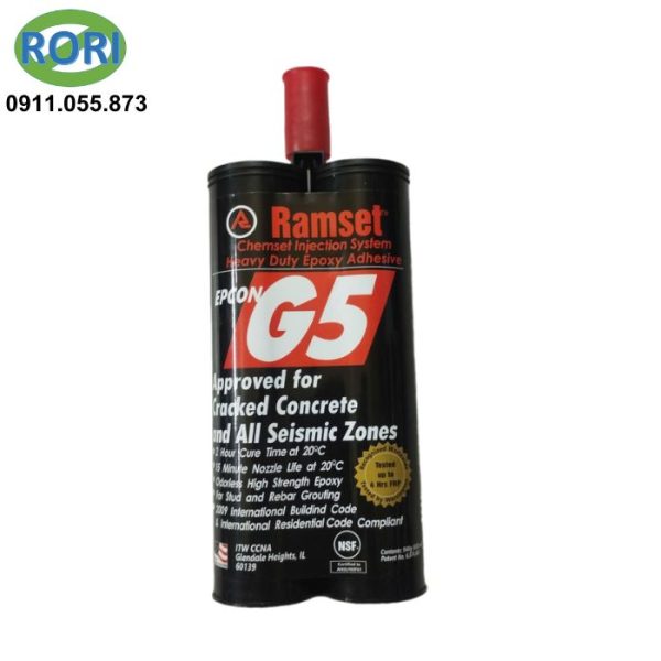 ramset epcon g5 là mẫu keo khoan cấy thép phổ biến và bán chạy hàng đầu trên thị trường, bởi nhiều ưu điểm vươt trội và thân thiện với người dùng. đặc biệt là thời gian khô nhanh và khả năng chịu cường độ tác dụng lực cao. Giải pháp RORI tự hào là đơn vị uy tín, chuyên cung cấp và phân phối chính hãng các loại dụng cụ cầm tay, dụng cụ - thiết bị - vật tư kim khí, máy công cụ, dụng - thiết bị điện, vật tư phòng sơn, phòng sạch, bảo hộ lao động,... tại khu vực Miền Trung. Đặc biệt là tại các tỉnh Huế, Đà Nẵng, Quảng Nam, Quảng Ngãi.