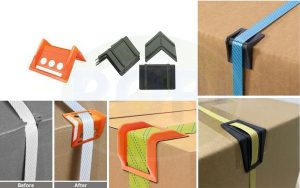 góc nhựa bo kiện hàng, với cấu tạo góc V 90 độ cùng với rãnh xỏ dây. đây là phụ kiện giúp bảo vệ các góc kiện hàng - nơi mà có dây đai bọc qua. để hàng khóa không bị cấn móp bở dây đai.