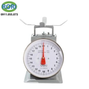 Cân đồng hồ cơ 20kg Deli DL338004 thiết kế chắc chắn, mặt số lớn rõ nét, độ chia 100g chính xác, phù hợp cân thực phẩm, nông sản và hàng hóa tại gia đình, cửa hàng và nhà bếp.