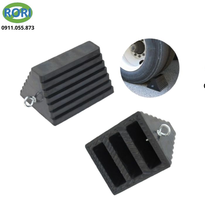 cục chặn bánh xe cao su hình thang chính hãng, giúp cố định phương tiện khi dừng hoặc đổ xe trên mặt phẳng nghiêng
