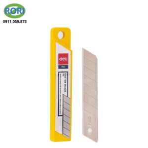 Lưỡi dao rọc giấy Deli EDLP1118 sắc bén, bền bỉ, chuyên dùng cắt giấy và đóng gói hàng hóa. Phụ kiện văn phòng phẩm tiện lợi, phù hợp cắt thùng carton, băng keo và nhiều vật liệu mỏng khác.
