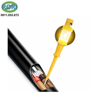 Bút thử điện Deli dùng kiểm tra điện áp AC 110-250V và 100-500V. Thiết kế thép hợp kim, độ sáng cao, phù hợp gia đình và thợ điện.