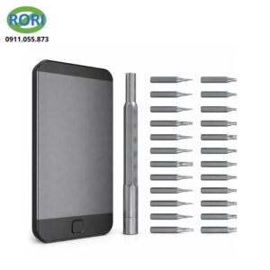 Bộ tua vít 25 món Deli sử dụng thép S2 cao cấp, độ cứng 60HRC, chuyên dùng sửa điện thoại, laptop và thiết bị điện tử với độ chính xác cao.