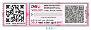 Tem bảo hành và chống hàng giả trên sản phẩm máy của thương hiệu DELITOOLS