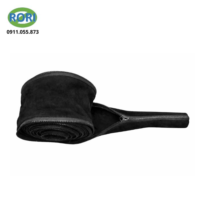 Vỏ bọc cáp hàn da có khóa kéo, chất liệu dày chịu nhiệt tốt, chuyên dùng bảo vệ dây hàn trong môi trường cơ khí.