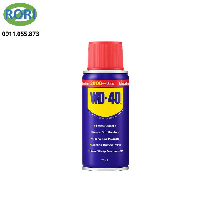 Chất bôi trơn size 70ml WD-40 hay còn gọi là chai xịt chống rỉ sét là sản phẩm bôi trơn hiệu quả cho các thiết bị cần bảo dưỡng hàng ngày. Dầu bôi trơn có khả năng bảo vệ bề mặt kim loại hiệu quả. Đây cũng là sản phẩm được nhiều thợ kỹ thuật và gia đình tin dùng.