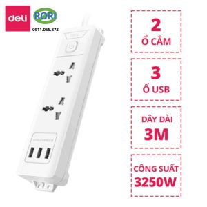 Ổ điện chống cháy của Deli là lựa chọn phù hợp cho mọi gia đình, văn phòng và khu vực làm việc. Đây là loại ổ điện hiện đại, thiết kế hướng tới sự an toàn, chống giật. Chất liệu bền bỉ, chịu nhiệt cao giúp hạn chế khả năng chống cháy. Thiết bị phù hợp cho gia đình có trẻ em hay không gian làm việc cần kết nối nhiều thiết bị.