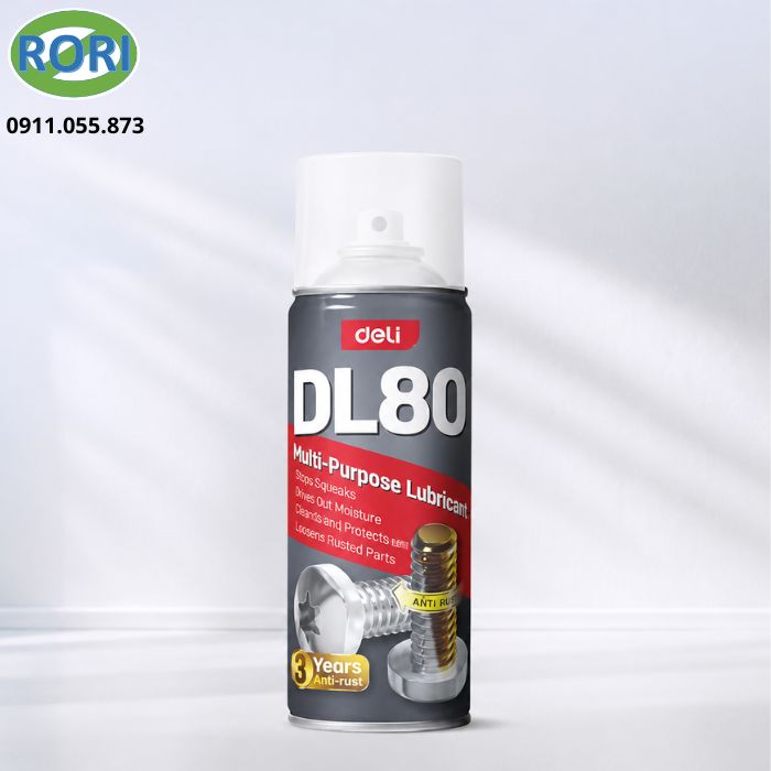 Dầu chống rỉ sét 200mL hay còn gọi là chất chống oxy hóa là loại chất bôi trơn có khả năng bảo vệ các chi tiết kim loại bằng cách tạo lớp màng mỏng ngăn cách với môi trường xung quanh. Sản phẩm này đến từ thương hiệu nổi tiếng Deli, với thiết kế dạng xịt tiện lợi cùng công dụng đa dạng. Sản phẩm sẽ mãng mang đế cho bạn trải nghiệm tốt nhất.