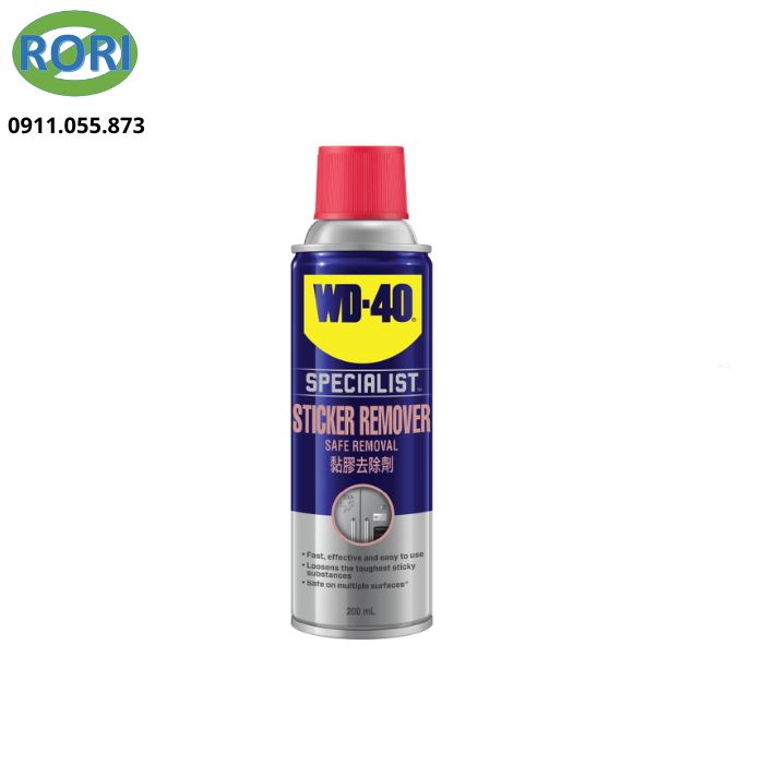 Hóa chất tẩy rửa WD-40, giải pháp làm sạch keo dán nhanh chóng. Sản phẩm là chất tẩy keo hiệu quả. Dù là loại keo cứng đầu cỡ nào cũng dễ dành lau trôi sạch sẽ. Sản phẩm cũng được dùng làm chất tẩy rửa công nghiệp chuyên dụng.