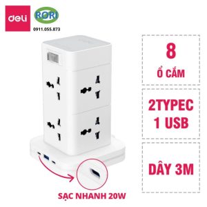 Ổ điện hình trụ ET763 là giải pháp cấp nguồn hiện đại dành cho gia đình, văn phòng và không gian làm việc chuyên nghiệp. Thiết kế dạng trụ giúp tối ưu diện tích sử dụng, đồng thời mang lại khả năng kết nối nhiều thiết bị trong cùng một thời điểm. Không chỉ tiện lợi, sản phẩm còn thiết kế theo tiêu chí an toàn, chống cháy và chống giật. Đây là lựa chọn đáng cân nhắc cho những ai cần một thiết bị cấp nguồn ổn định và bền bỉ.