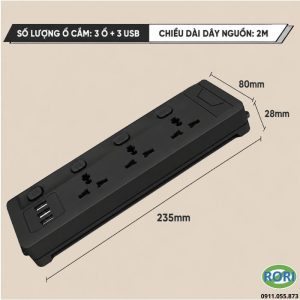 Ổ cắm điện đa năng CT710 là lựa chọn lý tưởng cho gia đình, văn phòng và góc làm việc hiện đại. Sản phẩm sở hữu thiết kế màu đen sang trọng, tích hợp 3 ổ cắm đa năng, 2 cổng USB-A và 1 cổng Type-C công suất 10.5/12W. Nhờ đó, người dùng có thể cấp nguồn và sạc nhiều thiết bị cùng lúc mà vẫn đảm bảo an toàn, chống giật, chống cháy và vận hành ổn định.