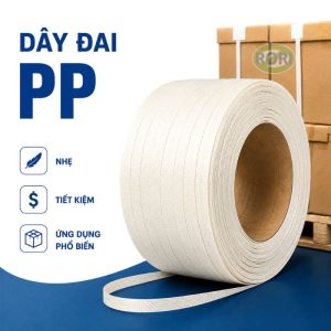 Dây đai nhựa PP đóng hàng. giá thành rẻ và thông dụng, phù hợp với hàng hóa nhẹ, thùng cacton và hàng nông sản,....