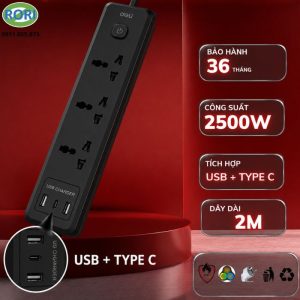 Ổ cắm điện CT708 là giải pháp cấp nguồn an toàn, hiện đại cho mọi không gian. Trong thời đại nhiều thiết bị điện được sử dụng cùng lúc, một ổ cắm chất lượng sẽ giúp việc kết nối trở nên thuận tiện hơn. Ổ cắm điện CT708 được thiết kế để đáp ứng nhu cầu sử dụng trong gia đình, văn phòng và khu vực làm việc chuyên nghiệp. Sản phẩm sở hữu thiết kế màu đen sang trọng, tích hợp cổng sạc USB và Type-C, mang đến trải nghiệm sử dụng linh hoạt, gọn gàng. Thiết kế hướng tới khả năng chống cháy, chống giật giúp đảm bảo an toàn khi sử dụng lâu dài.