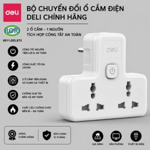 Việc mở rộng nguồn điện cho nhiều thiết bị sẽ trở nên đơn giản hơn với ổ điện chống cháy ET714. Sản phẩm có thiết kế nhỏ gọn, tích hợp công tắc nguồn riêng và 2 ổ cắm điện đa năng, giúp đáp ứng tốt nhu cầu sử dụng trong gia đình. Đây là loại ổ cắm điện đa năng hỗ trợ chống giật, chống cháy giúp tăng độ an toàn khi sử dụng lâu dài.