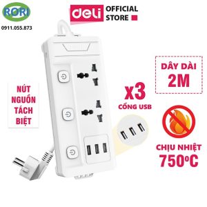 Ổ cắm điện thông minh ET409 là giải pháp cung cấp nguồn điện tiện lợi và an toàn. Thiết kế tích hợp nhiều loại ổ cắm giúp bạn cấp nguồn và sạc nhiều thiết bị cùng lúc mà vẫn giữ không gian gọn gàng. Sản phẩm là một trong những thiết bị không thể thiếu trong gia đình hay không gian làm việc của bạn. Thương hiệu Deli nổi tiếng sẵn sàng sản xuất ra loại ổ điện an toàn, chống cháy và có dòng điện ổn áp.