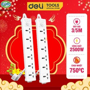 Ổ cắm điện thông minh Deli 6 ổ cắm là giải pháp cấp nguồn tiện lợi cho nhiều thiết bị trong cùng một không gian. Sản phẩm sở hữu dây dài 3m, công suất tối đa 2500W và dòng điện 10A. Thiết kế hiện đại, chất liệu chịu nhiệt và khả năng hoạt động an toàn giúp người dùng yên tâm khi sử dụng. Đây là ổ điện công suất lớn cho gia đình, văn phòng,...