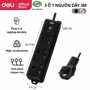 Ổ điện đa năng CT701 là dòng sản phẩm thuộc thương hiệu Deli. Sản phẩm được thiết lập các ổ điện đa năng, chất liệu bền bỉ nhằm tăng khả năng chống cháy. Ngoài ra sản phẩm còn hỗ trợ ổn áp và nâng cao độ chống giật khi sử dụng.
