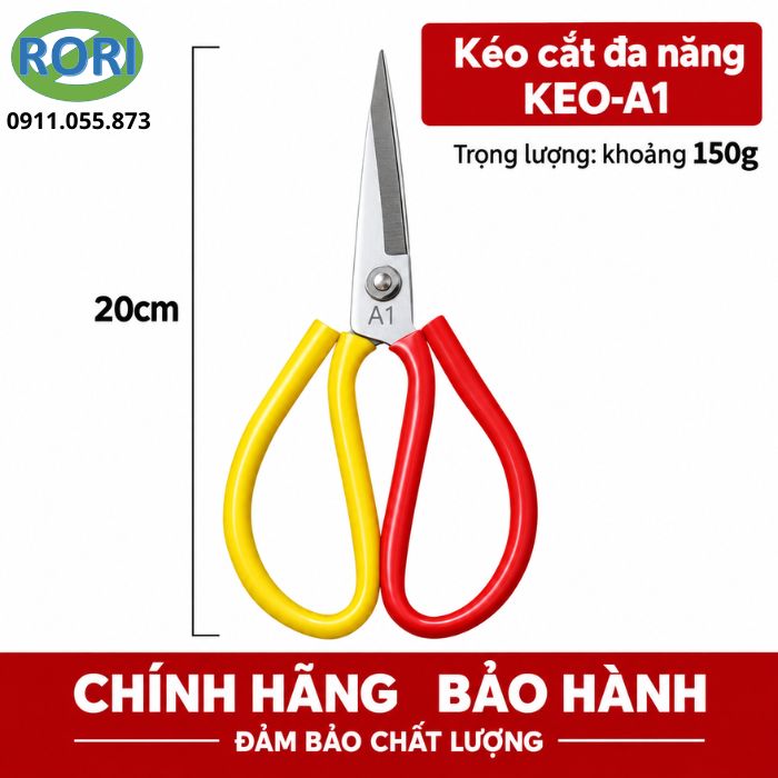 Kéo văn phòng KEO-2C-A1 hay kéo thủ công là loại kéo đa năng phù hợp cho các công việc cắt thường ngày tại văn phòng, gia đình và trường học. Thiết kế đơn giản giúp người dùng dễ thao tác. Kích thước vừa phải cũng thuận tiện khi cất giữ. Sản phẩm có kiểu dáng nổi bật với tay cầm màu đỏ và vàng. Phần lưỡi kéo được thiết kế dài, hỗ trợ nhanh và tương đối chính xác. Trọng lượng khoảng 150 g giúp kéo dễ cầm trong quá trình sử dụng.