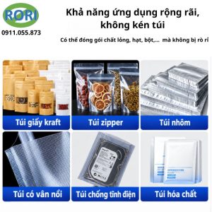 Máy hàn miệng túi FR-900 (máy ép miệng túi) hỗ trợ đóng gói nhanh chóng, tạo đường hàn chắc chắn và kín, giúp hạn chế bụi, hơi ẩm hoặc không khí xâm nhập vào bên trong. Thiết kế phù hợp cho nhiều loại bao bì, đáp ứng tốt nhu cầu đóng gói trong sản xuất, kinh doanh và bảo quản hàng hóa.